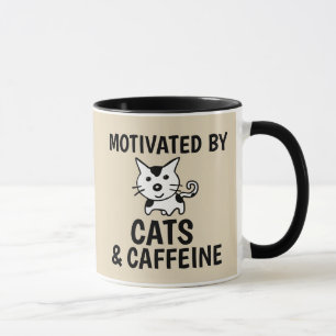 MOTIVATED BY CATS AND CAFFEINE CAT COFFEE MUGS