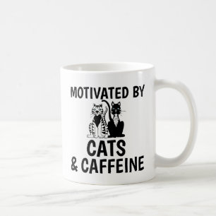 MOTIVATED BY CATS AND CAFFEINE CAT COFFEE MUGS