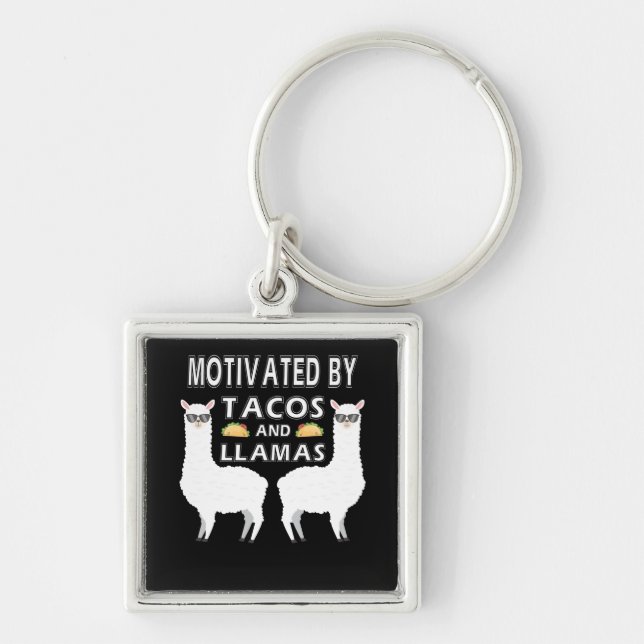 Motivated By Tacos And LLamas Alpaca Taco Keychain (Front)