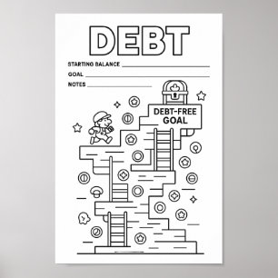 Motivating Fun Debt Video Game Level-Up Tracker  Poster