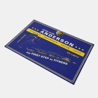 Motivating gym decoration with customizable slogan doormat