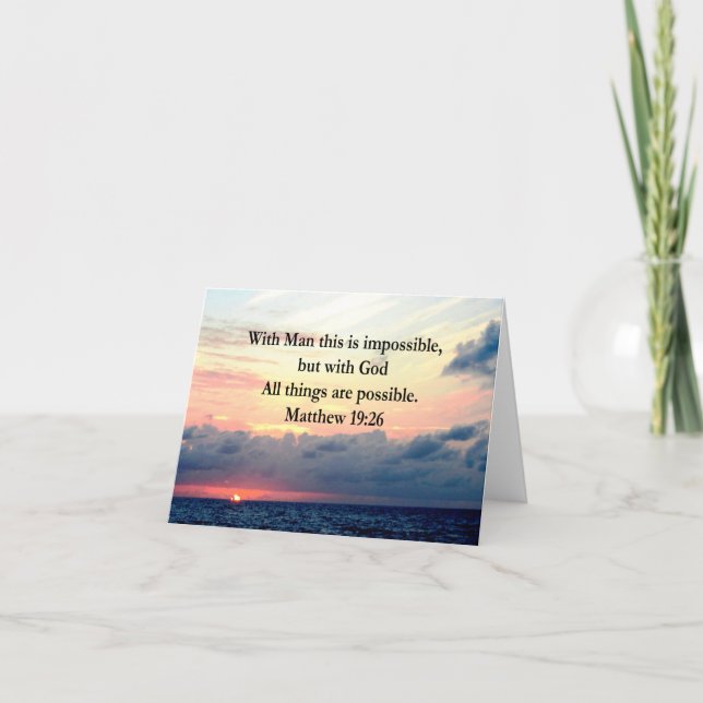 MOTIVATING SUNRISE MATTHEW 19:26 PHOTO DESIGN CARD (Front)