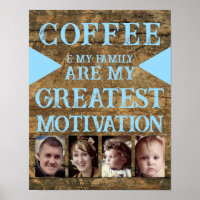 Motivation coffee family 4 photo brown blue
