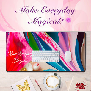 Motivation Quote Flower Collage Liquify Abstract  Desk Mat