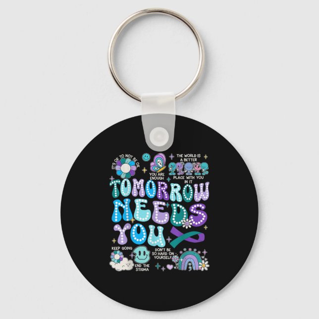 Motivation Ribbon Suicide Prevention Awarenes Wome Keychain (Front)