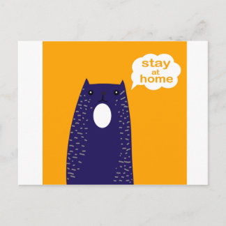 Motivation slogan Stay at home. Cartoon cat Postcard