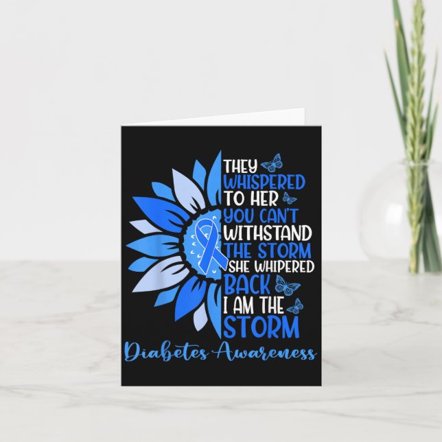 Motivation Support Squad Sunflower Blue Diabetes A Card (Front)