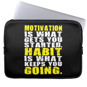 Motivation vs Habit - Motivational Words Laptop Sleeve
