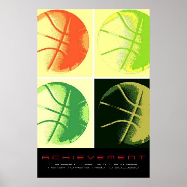 Motivational Achievement Basketball Sport Poster (Front)