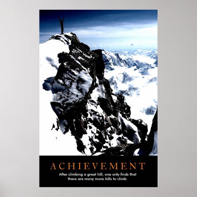 Motivational Achievement Mountaineer at Top Poster (Front)