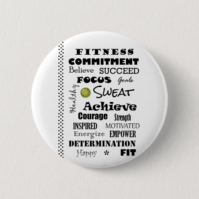 Motivational and Inspirational Fitness Typography 2 Inch Round Button (Front)