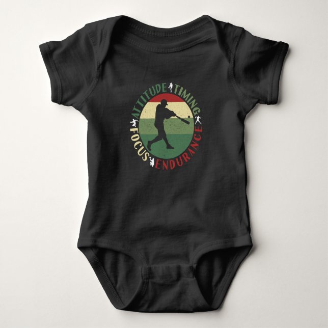 Motivational Baseball Team Values Baby Bodysuit (Front)