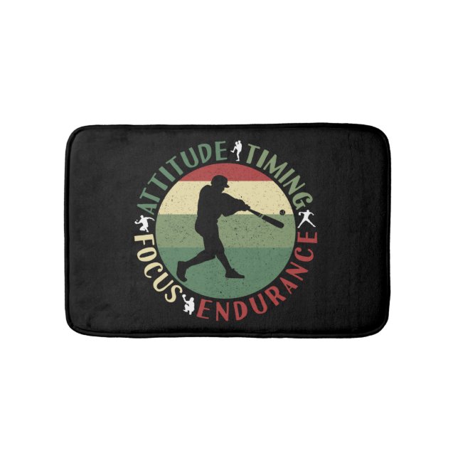 Motivational Baseball Team Values Bath Mat (Front)