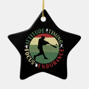 Motivational Baseball Team Values Ceramic Ornament