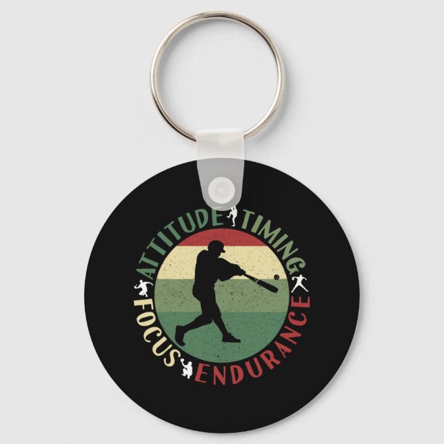 Motivational Baseball Team Values Keychain (Front)