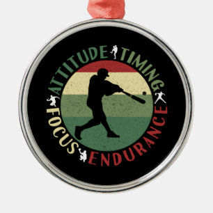 Motivational Baseball Team Values Metal Ornament