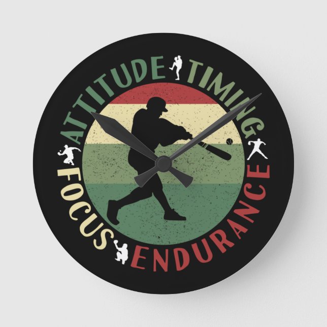 Motivational Baseball Team Values Round Clock (Front)