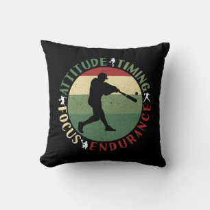 Motivational Baseball Team Values Throw Pillow