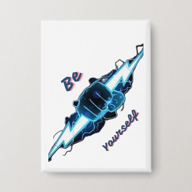 Motivational "Be Yourself" Blue Lightning Bolt Fis (Front)