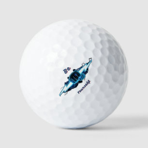 Motivational "Be Yourself" Blue Lightning Bolt Fis Golf Balls