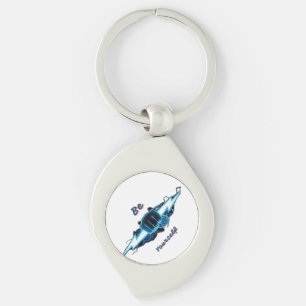 Motivational "Be Yourself" Blue Lightning Bolt Fis Keychain