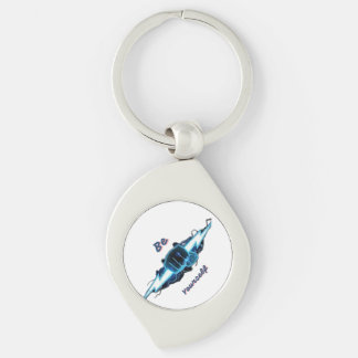 Motivational "Be Yourself" Blue Lightning Bolt Fis Keychain