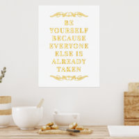 Motivational Be Yourself Quote Gold