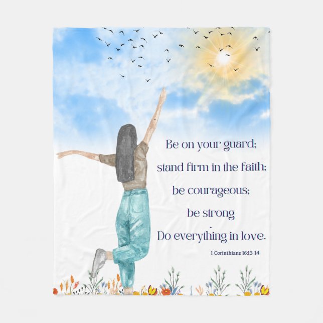 Motivational Bible Verse Fleece Blanket (Front)