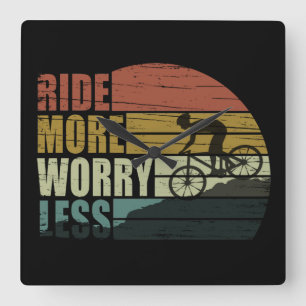 Motivational Bicycle Rider - Funny Cycling Quotes Square Wall Clock