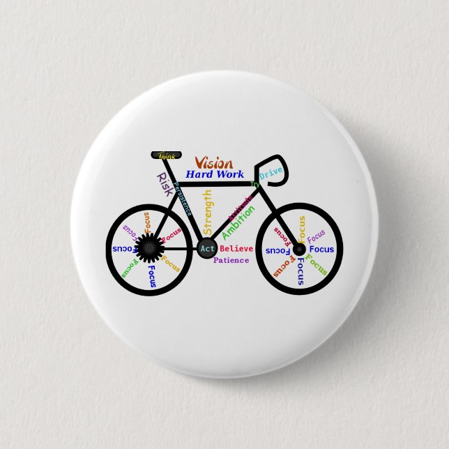 Motivational Bike, Cycle, Biking, Sport Words 2 Inch Round Button (Front)