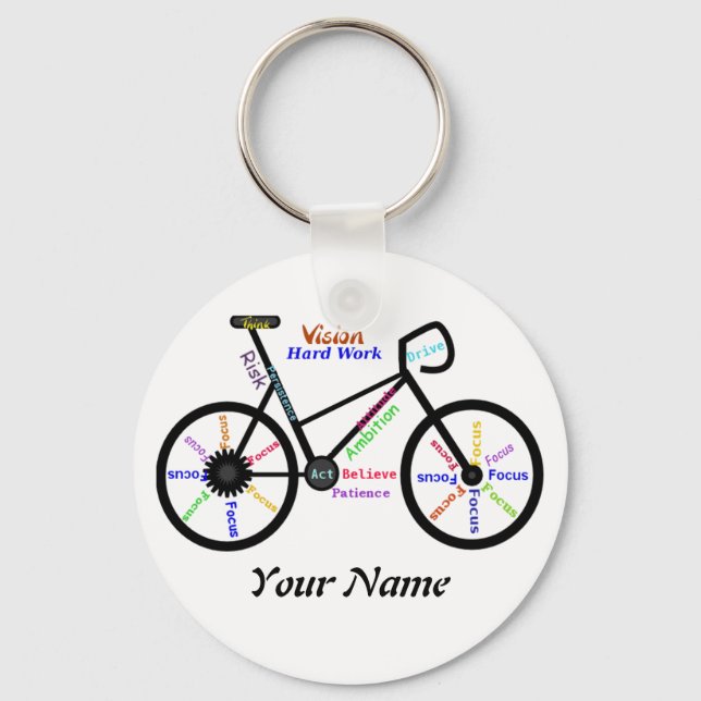 Motivational Bike, Cycle, Biking, Sport Words Keychain (Front)