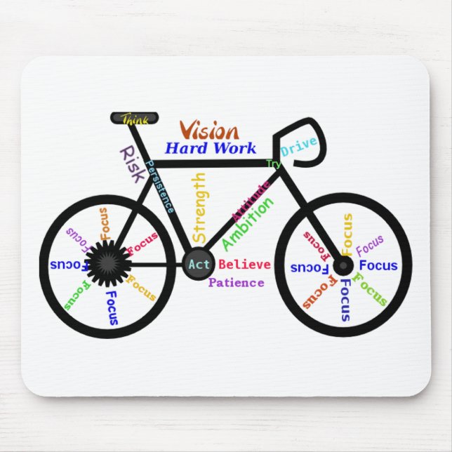 Motivational Bike, Cycle, Biking, Sport Words Mouse Pad (Front)