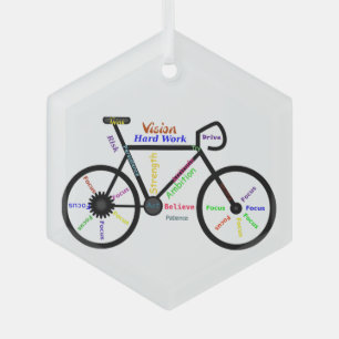 Motivational Bike Words For Bikers Cyclers for Him Glass Ornament