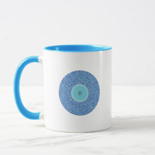 Motivational Blue Evil Eye in Rough Hearts Pattern Mug