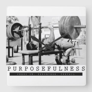 Motivational Bodybuilding Gym Square Wall Clock