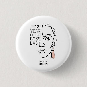 Motivational Boss Lady Line Art Typography 1 Inch Round Button