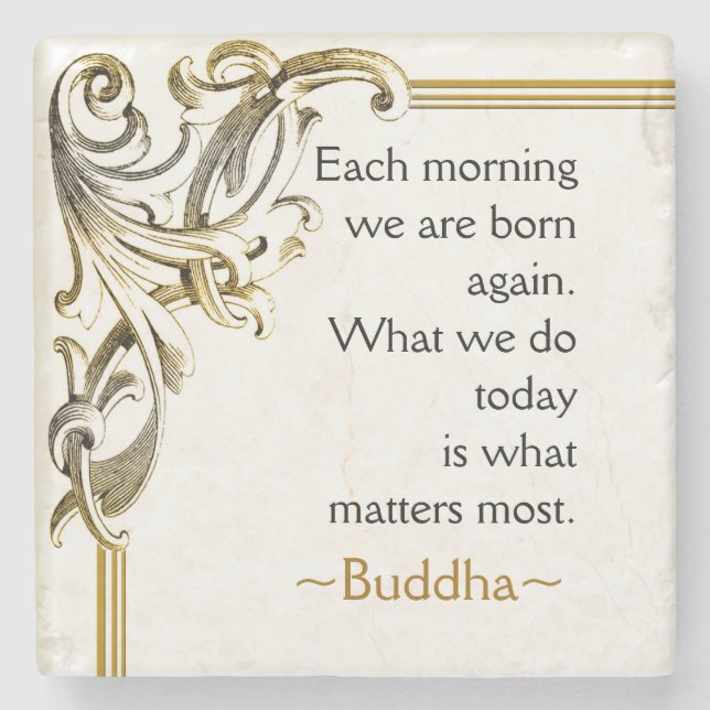 Motivational Buddha Quote Stone Coaster (Front)