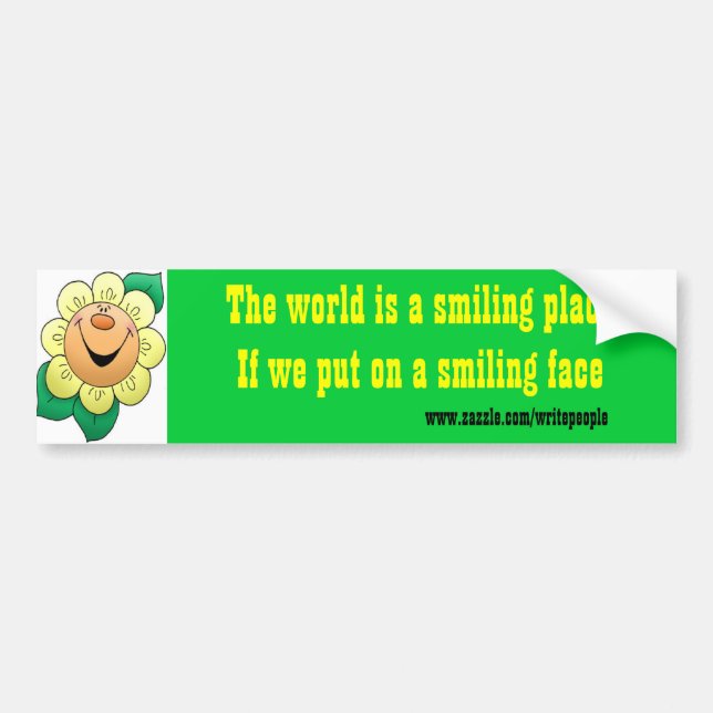 motivational bumper stickers-smiling world sticker (Front)