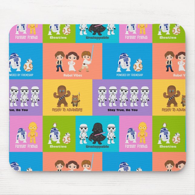 Motivational Characters Patchwork Pattern Mouse Pad (Front)