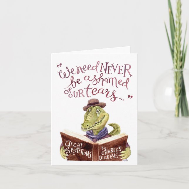 Motivational Charles Dickens Quote Watercolor Croc Card (Front)