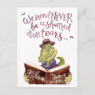 Motivational Charles Dickens Quote Watercolor Croc Postcard