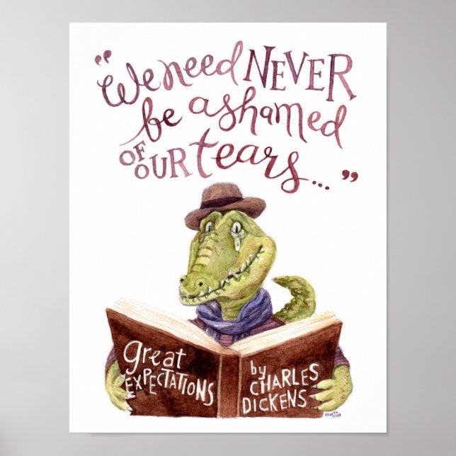 Motivational Charles Dickens Quote Watercolor Croc Poster (Front)