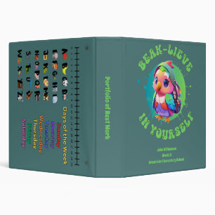 Motivational Chibi Kawaii Parrot Name School Year Binder