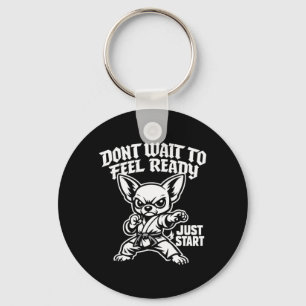 Motivational Chihuahua Karate Dog Funny Martial Keychain