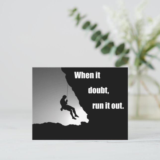 Motivational climbing rockclimbing saying holiday postcard (Standing Front)