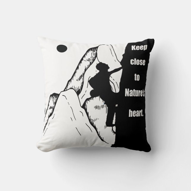 Motivational climbing rockclimbing throw pillow (Front)