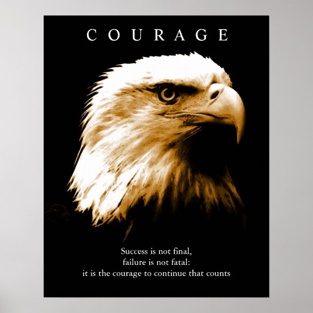 Motivational Courage Bald American Eagle Poster (Front)