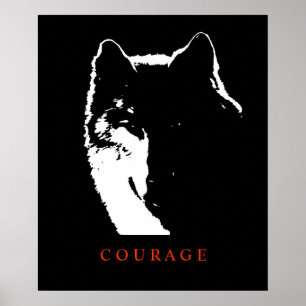 Motivational Courage Wolf Pop Art Poster Imprimer