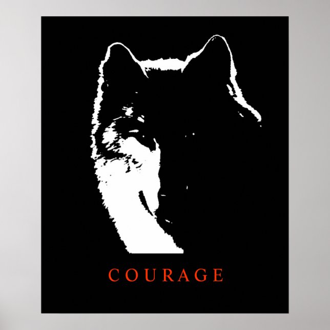 Motivational Courage Wolf Pop Art Poster Imprimer (Devant)