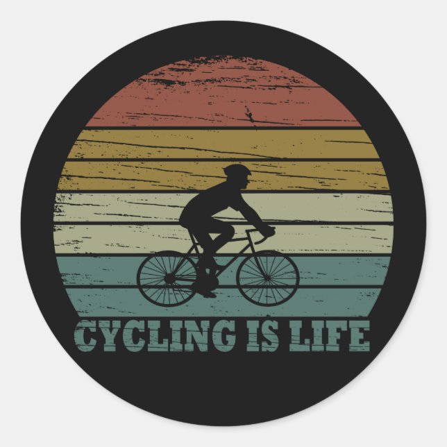 Motivational cycling classic round sticker (Front)